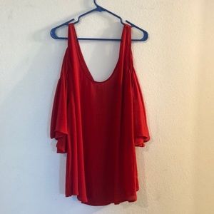 Red cold shoulder blouse